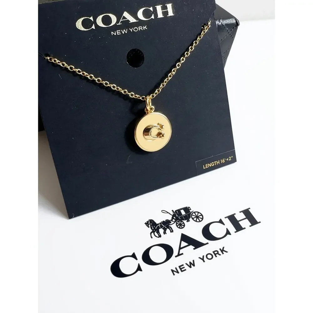 Coach Signature C Coin Pendant Necklace